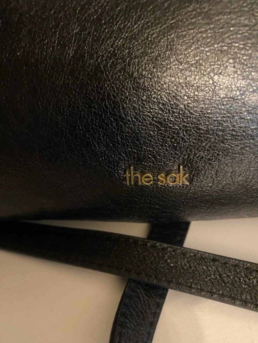 The Sak Sanibel Black Leather Floral Embossed Mini Crossbody w/ Gold Hardware - Picture 4 of 11